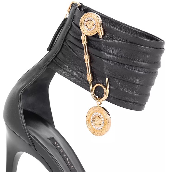 VERSACE Embellished leather sandals - Picture 5 of 7